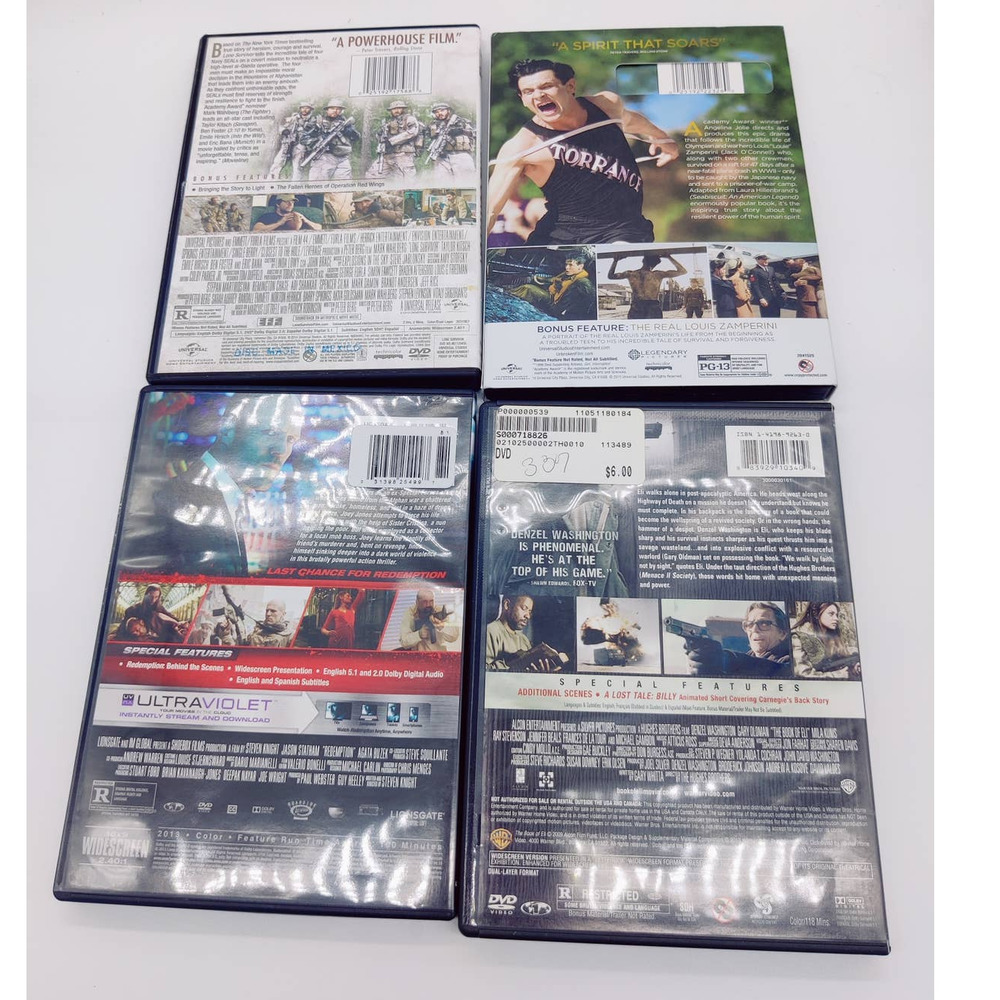 War Movie Lot DVDs 4 Movies Lone Survivor Unbroken Redemption The Book Of Eli - Picture 3 of 9
